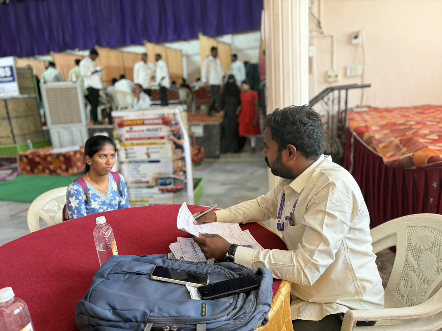 A KITC candidate being interviewed at a placement drive